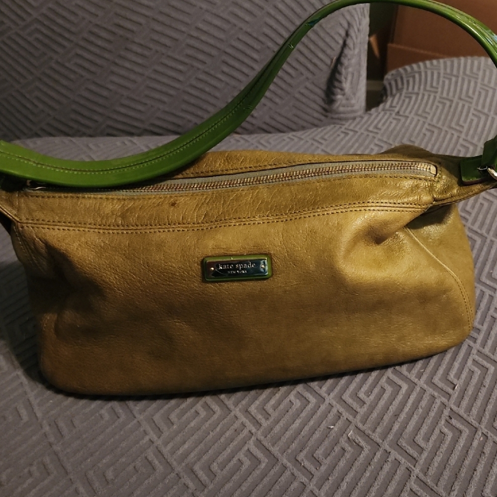 Kate Spade Green and Gold Shoulder Bag with Canvas Finish